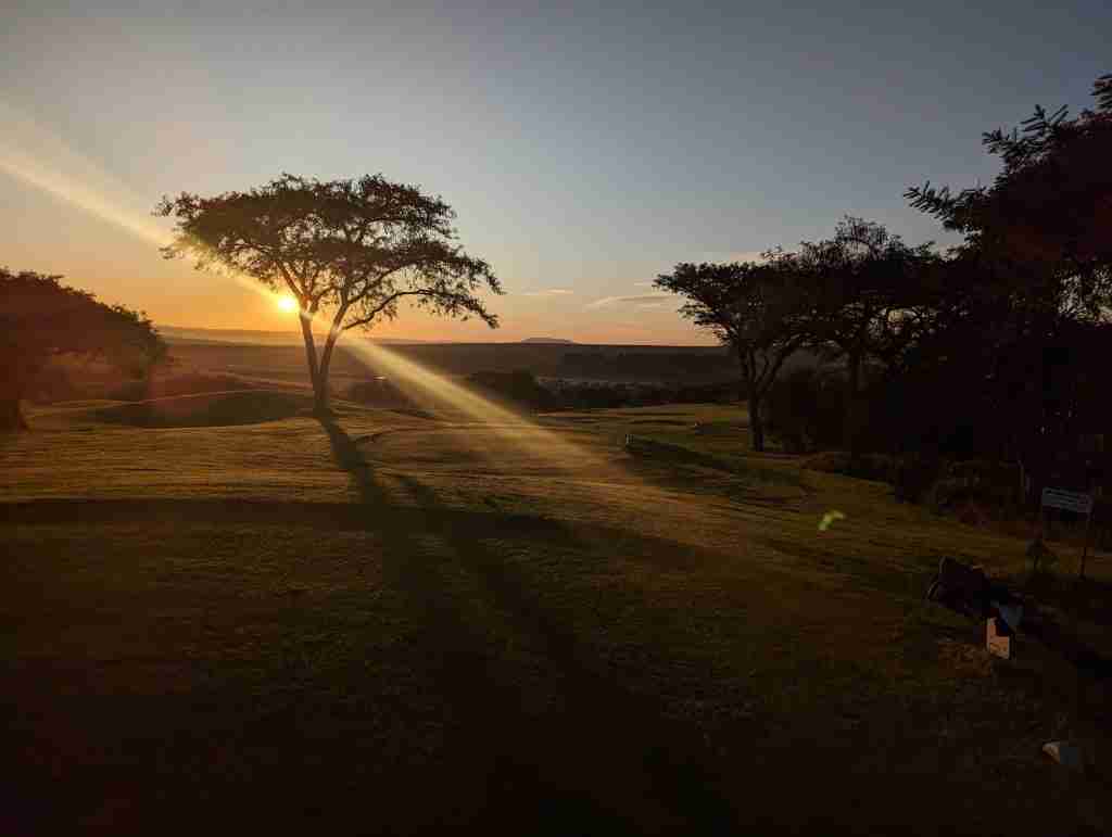 golf tee box early morning